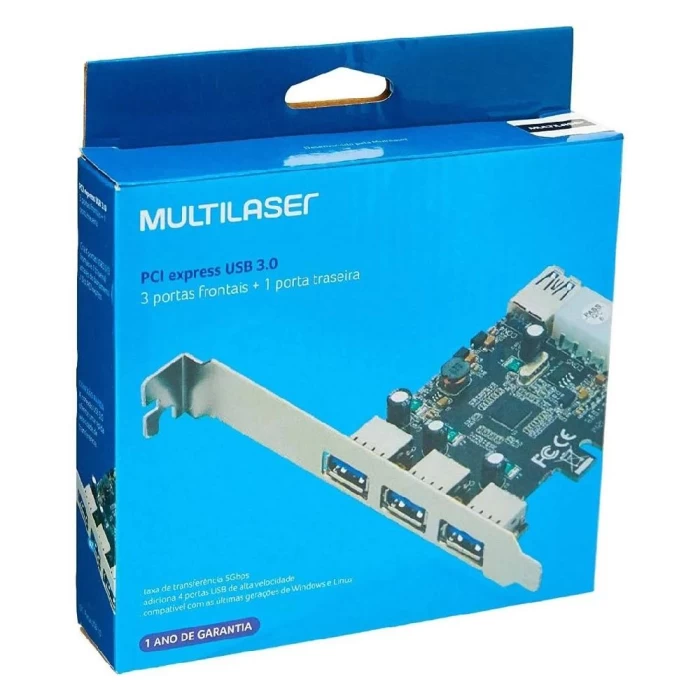 Placa Pci Express Usb 3.0 Multilaser 4 Portas Lacrado