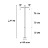 Poste de Jardim 2,4M Canopla Com Globo Boca 15 2xE27 Branco