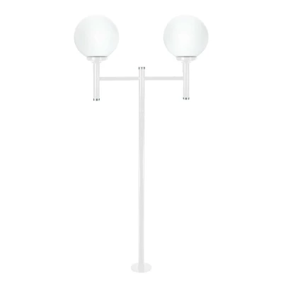 Poste de Jardim 2,4M Canopla Com Globo Boca 15 2xE27 Branco