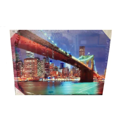 Quadro Decorativo De Parede Ponte Do Brooklyn Led Vermelho