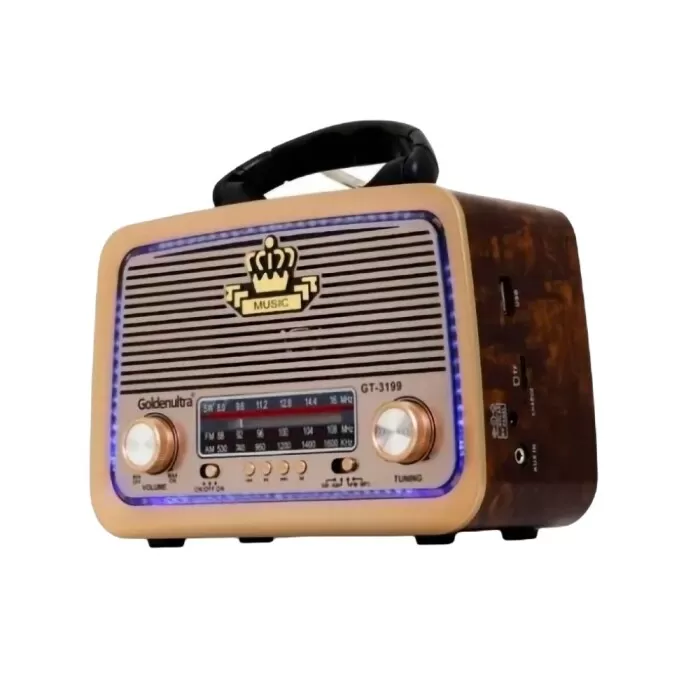 Rádio Portátil Retro Bluetooth 5w Am/Fm Marrom E Preto