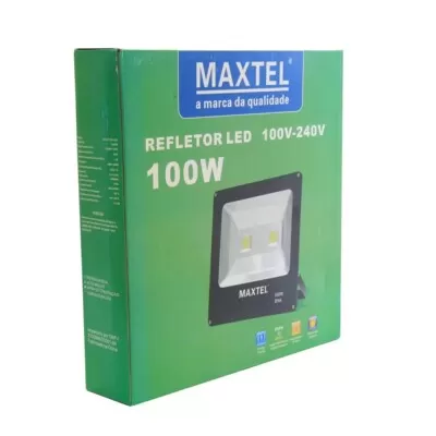 Refletor De Led 100W 3000K Ip66 Quadrado Preto Maxtel Novo