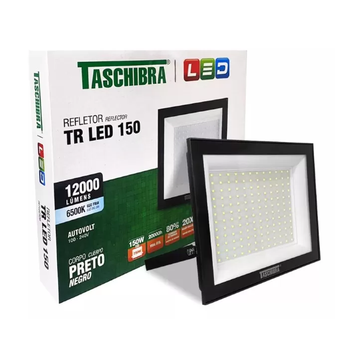 Refletor De Led Tr 150w 6500k Ip65 Preto Bivolt Taschibra