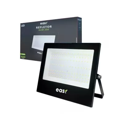 Refletor Led Slim De 200w Cor Preto 6500k Ip66 6500K Easy