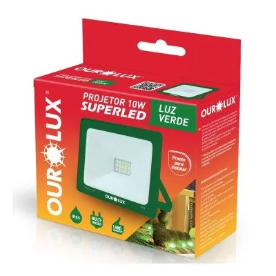 Refletor SuperLed 10W Luz Verde IP65 03280 Ourolux
