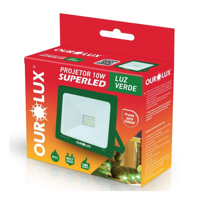 Refletor SuperLed 10W Luz Verde IP65 03280 Ourolux