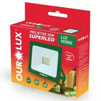 Refletor SuperLed 30W Luz Verde IP65 03281 Ourolux