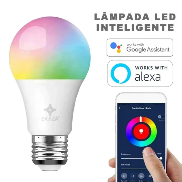 Smart Lâmpada Inteligente Wi-Fi Alexa e Google Assistente