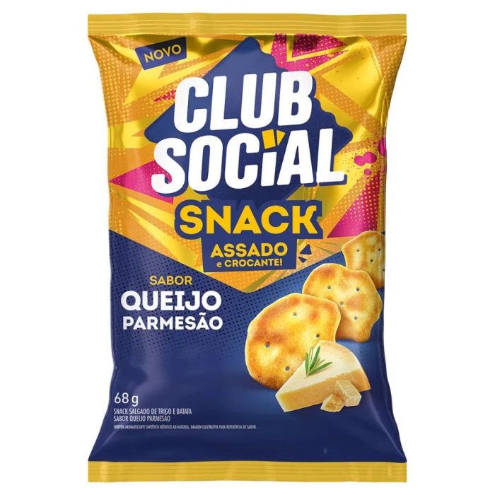 Snack Club Social Sabor Parmesao Pacote 68G Biscoito