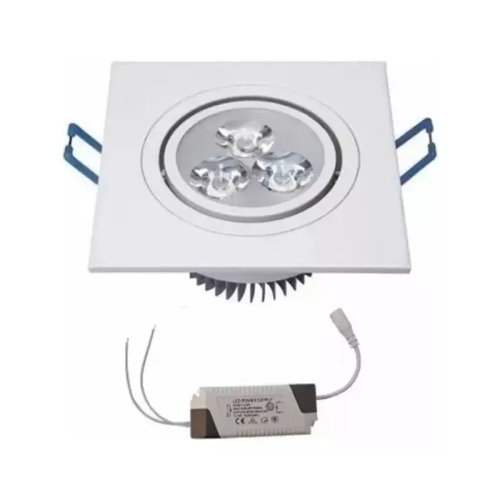 Spot 3 Leds Quadrado 3W 6000K Aluminio Ds Novo