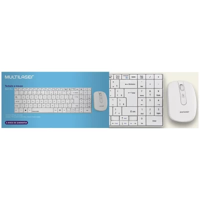 Teclado e Mouse Multilaser TC203 Branco Sem Fio