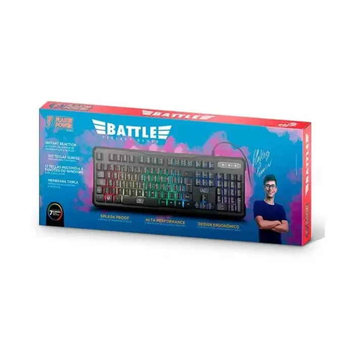 Teclado Gamer Battle Flkt001n Flakes Power Novo