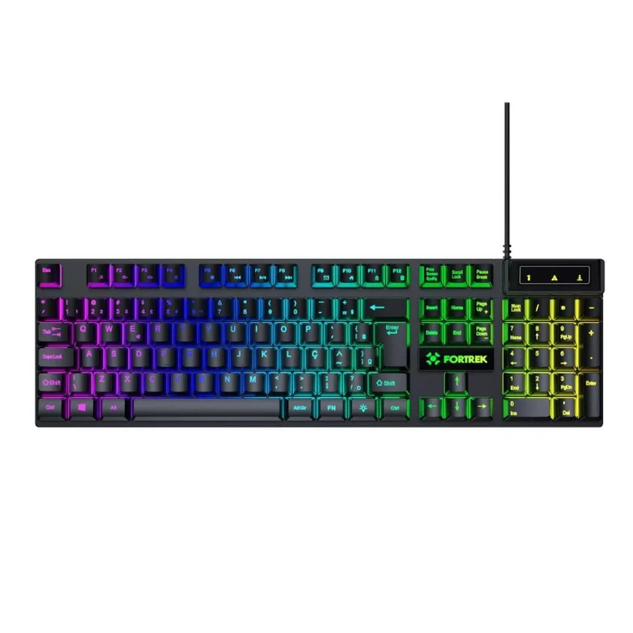 Teclado Gamer De Membrana Fearless 100 Led Rainbow Fortrek