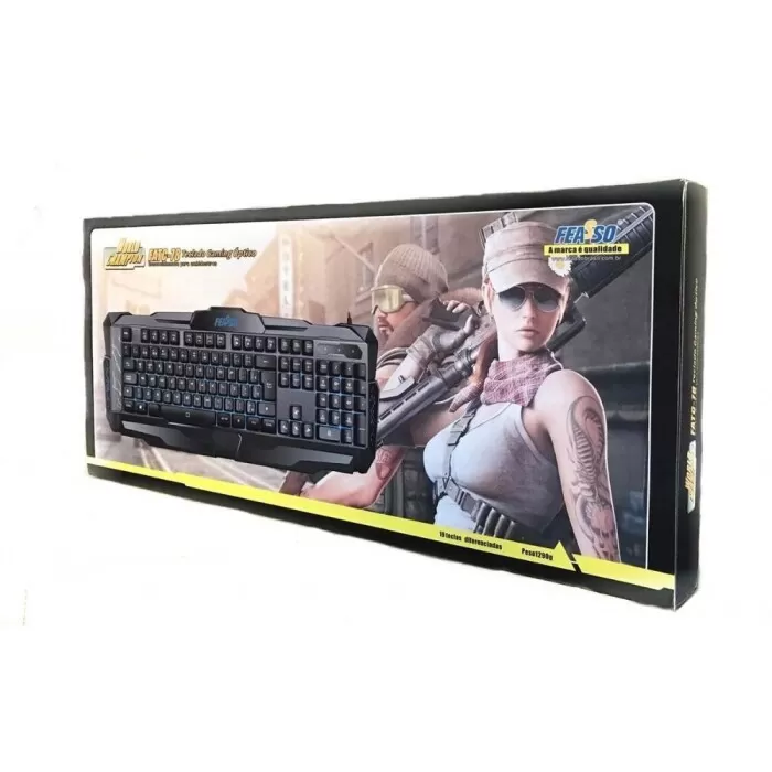 Teclado Gamer Fatc-78 Usb Preto Feasso Novo