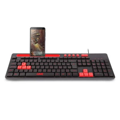 Teclado Gamer Multimídia Vermelho C/suporte De Celular Gk120