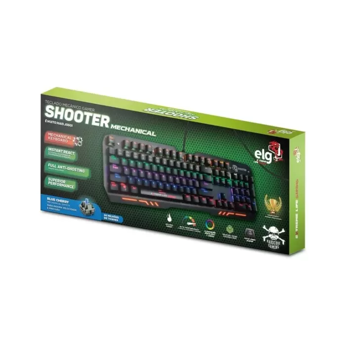 Teclado Gamer Shoote Mecânico Blue Cherry Elg Novo