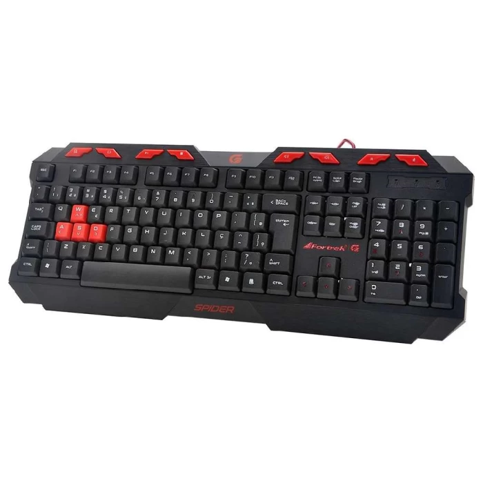 Teclado Gamer Spider Preto e Vermelho Fortrek