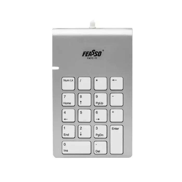 Teclado Numérico Fatc-11 Usb Prata E Branco Feasso Novo