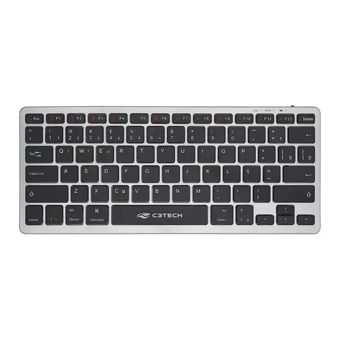 Teclado Sem Fio Bluetooth Recarregável Prata K-BT50 C3tech