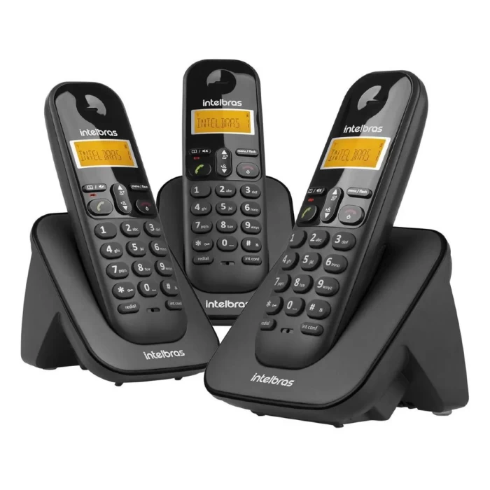 Telefone Sem Fio Intelbras + 2 Ramais preto TS 3113