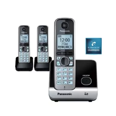 Telefone Sem Fio Panasonic KX-TG6713LB Com Dois Ramais Novo