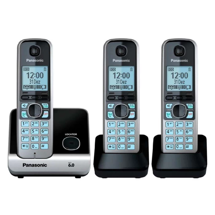 Telefone Sem Fio Panasonic KX-TG6713LBB 3 Ramal