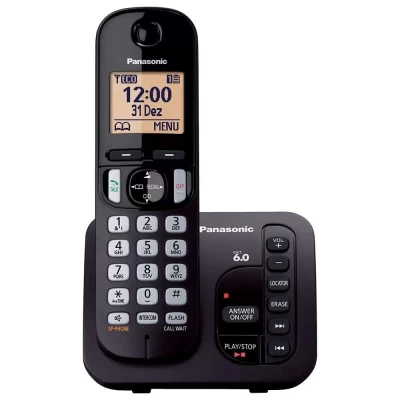 Telefone digital sem fio preto panasonic KXTG220LBB