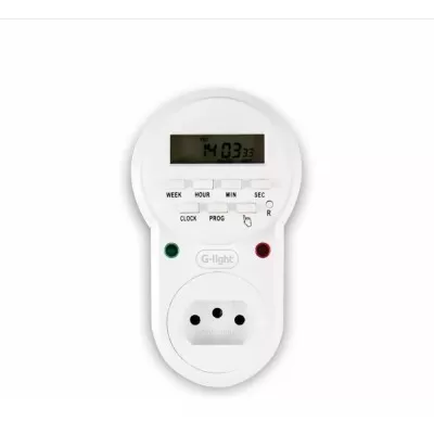 Timer Para Tomada Digital Autovolt Com Display Branco Glight