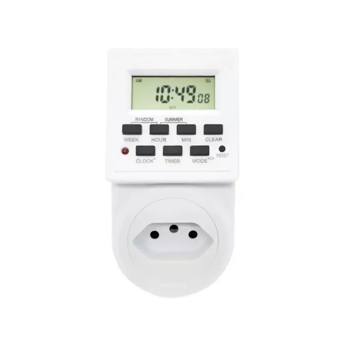 Timer Temporizador Digital Com Programação Cor Branco Bivolt