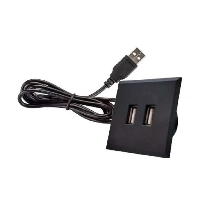 Tomada USB Embutir POP Quadrado Preto Renna Com NF