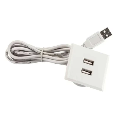 Tomada Usb de Embutir Pop Com 2 Entradas USB Quadrado Cinza