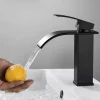 Torneira Moderna Cascata Banheiro Baixa Inox Preto Wl-1258