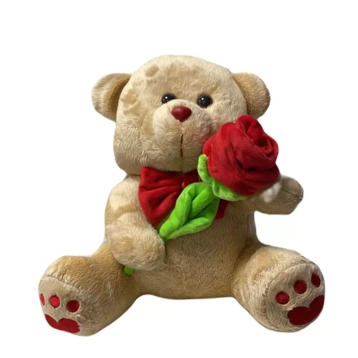 Urso De Pelúcia Flower Bege Com Rosa Mury Baby