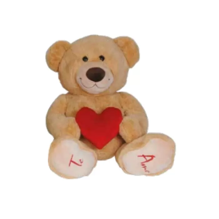 Urso De Pelúcia Te Amo 50Cm Bege Lovely Toys Novo