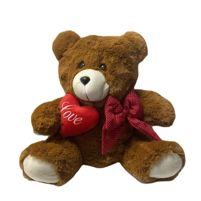 Urso De Pelúcia Ternura Caramelo Com Coração 28cm Mury Baby