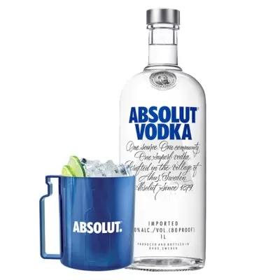 Vodka Absolut Original 1 Litro Com Caneca Personalizada